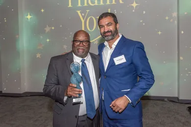 Caption: Anthony Jordan, Multnomah County Interim Behavioral Health Division Director, with Fora Health CEO Devarshi Bajpai