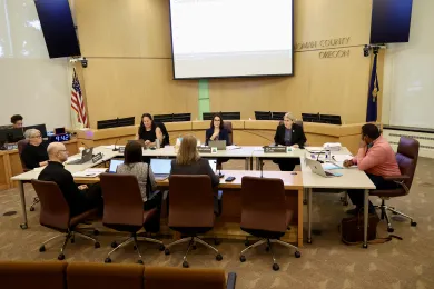 The Multnomah County Board of Commissioners discusses the County's response to a suspension in SNAP benefits in an emergency meeting Oct. 31.