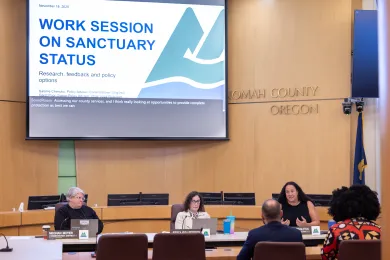 A photo of a Multnomah County Board work session