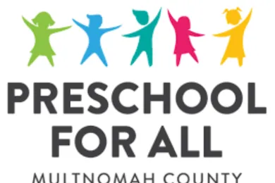 Preschool for all logo with graphic images of children.