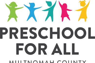 Preschool for All logo with colorful outlines of five children 