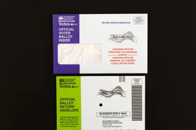 May Primary ballot and ballot return envelope