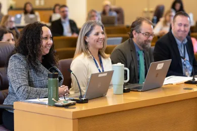 From left: Health Department Director Rachael Banks, Department of County Human Services Director Rachel Pearl, Oregon Health Authority Deputy Director of Policy and Programs for the Oregon Health Authority Dave Baden, Oregon Department of Human Services Director of Innovations and Capacity Nate Singer