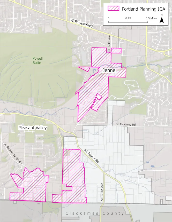 Map showing an areas subject to an Intergovernmental Agreement (IGA) between Multnomah County and City of Portland