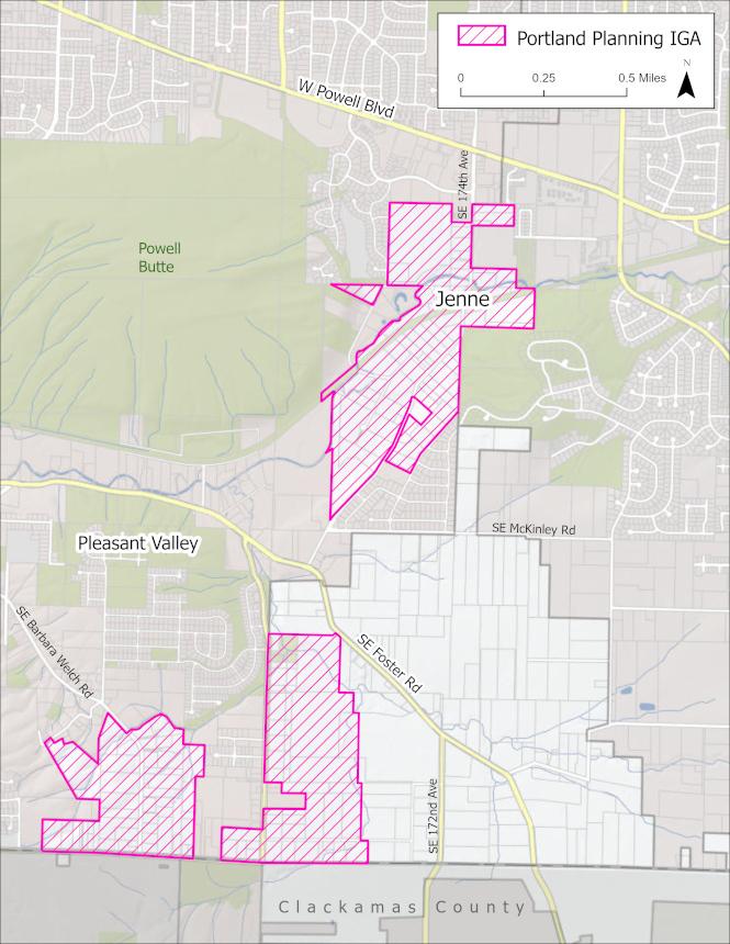 Map showing an areas subject to an Intergovernmental Agreement (IGA) between Multnomah County and City of Portland