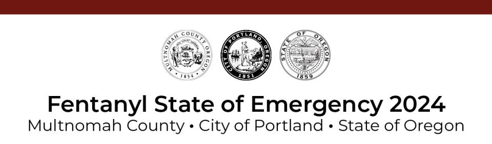 state of emergency banner: city, state and multnomah county