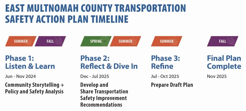 Graphic of project timeline, as described in text below