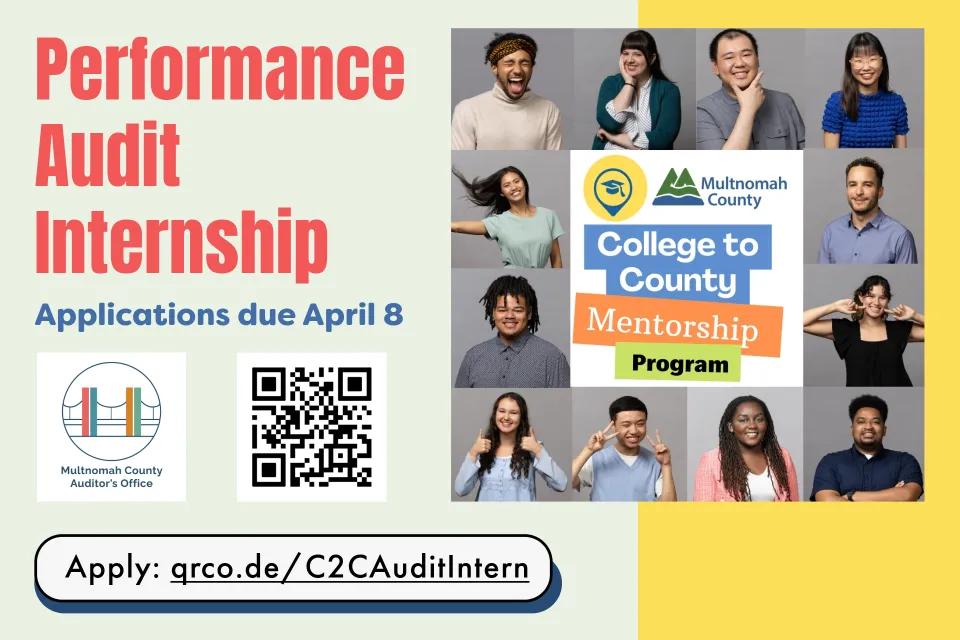 College 2 County Performance Audit Internship with a collage of photos of past interns