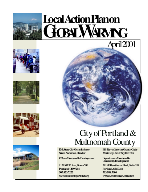 Local Action Plan on Global Warming April 2001 Cover