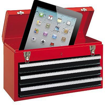 An iPad in a toolbox