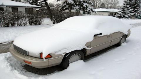 photo of snowed in car