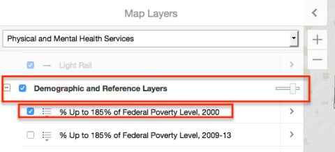 You can select multiple service layers at a time but only one demographic layer