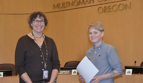 Ana Kerpan (right) and Commissioner Judy Shiprack