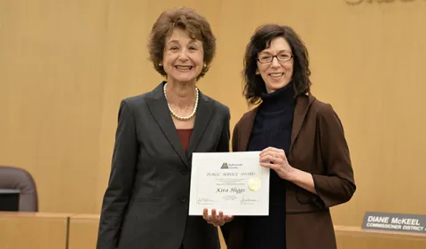 Kira Higgs (right) and Commissioner Diane McKeel
