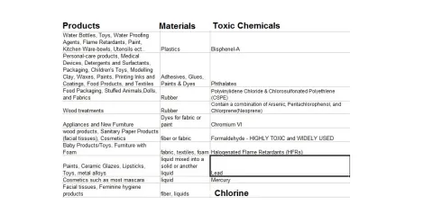 Toxic chemicals in everyday products