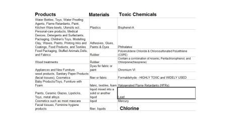 Toxic chemicals in everyday products