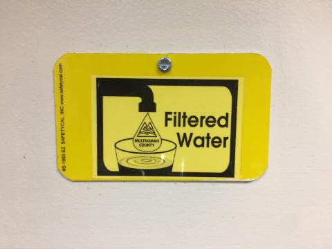 Multnomah County Filtered Water Sign