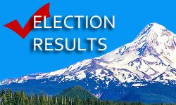 Image of  Mt Hood and text that says Election Results