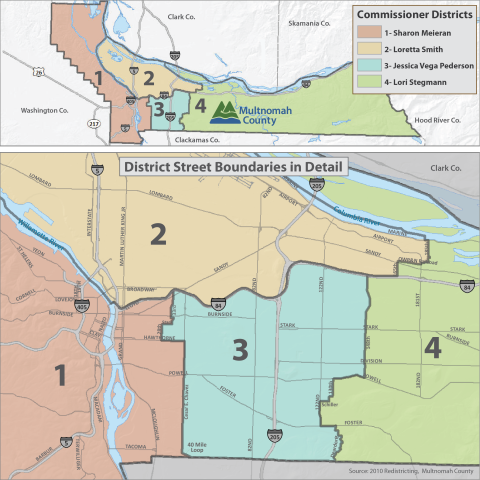 Multnomah County district boundaries