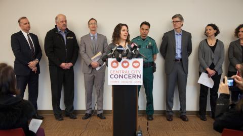 Multnomah County Chair Deborah Kafoury speaks at the LEAD press conference