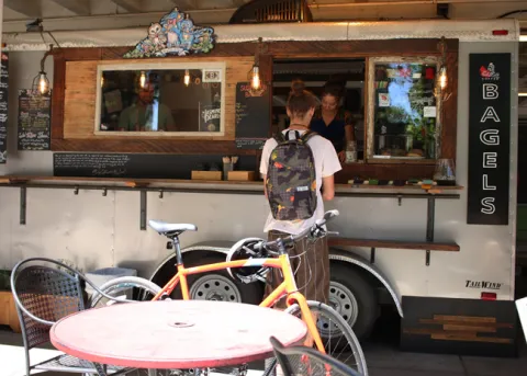 customer at a food cart