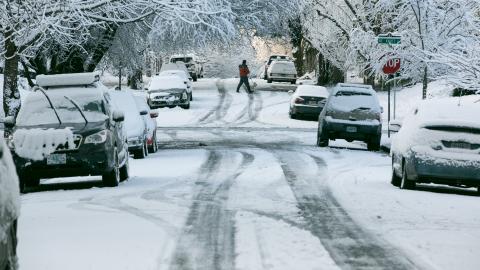 Snow and ice during a storm in Feb., 2018 s