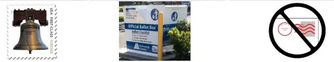 Image that shows options for returning you ballot by mail or at a drop site and that postmarks don't count.