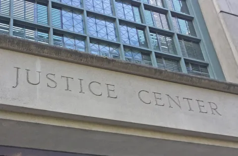 close up of the Multnomah County justice center
