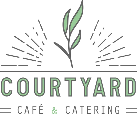 Courtyard Cafe dark text green leaf