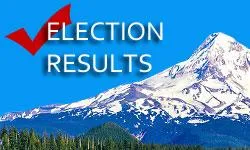 Image of Elections Results with Mt Hood in the background