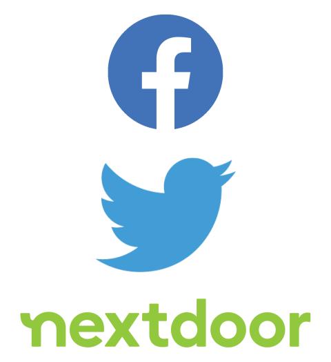 Logos for Facebook Twitter and Nextdoor