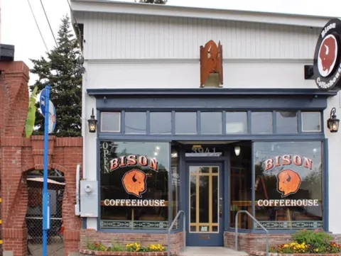 Image of front facade of Bison Coffeehouse