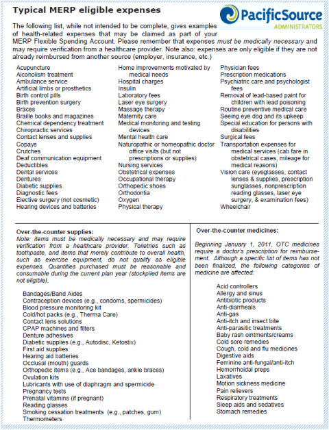 MERP Eligible Expenses