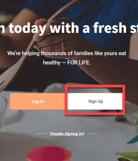 Sign up link is highlighted