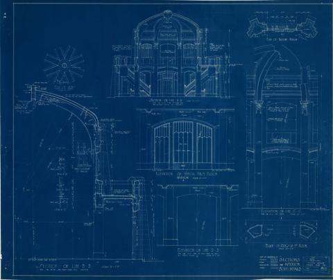 Blueprints for portions of Vista House and Details