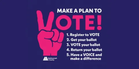image of hand icon of peace to make a plan to vote