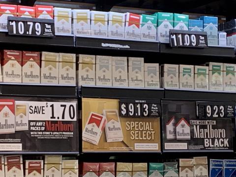 cigarettes for sale in a store display