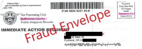 Fake Warrant Letter Envelope