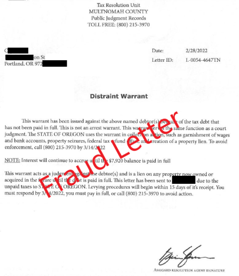 Fake Warrant Letter