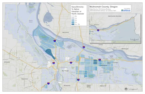 Multnomah County Percent Native Hawaiian or Pacific Islander 2020 Census Tract