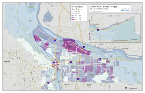 Multnomah County Percent in Poverty 2020 Census Tract