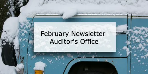 blue van with snow