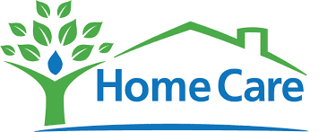 A logo with the words "Home Care" in blue, next to a green tree