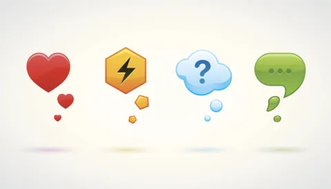 Emoticon image of love, complaint, question, comment