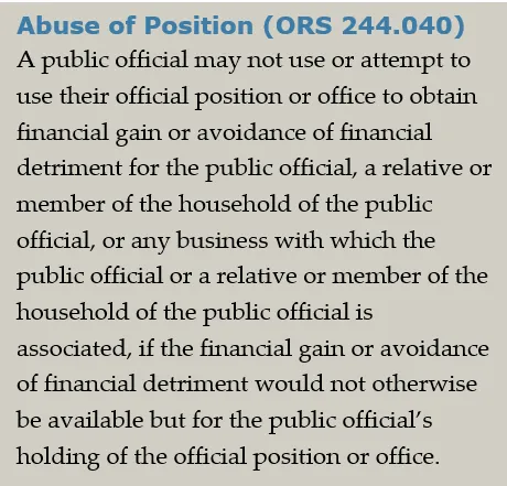 Abuse of Position ORS 244.040