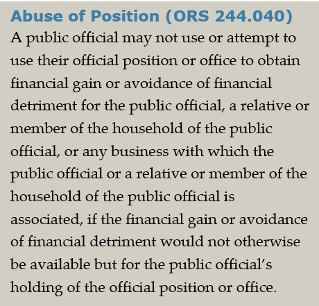 Abuse of Position ORS 244.040