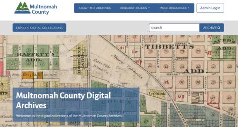 Screenshot of the home page of Multnomah County Digital Archives site