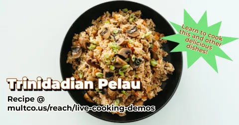 Trinidadian pelau, a rice dish with vegetables, meat or meat-substitute and spices