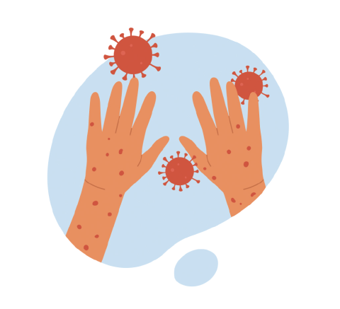 illustration of hands with red spots