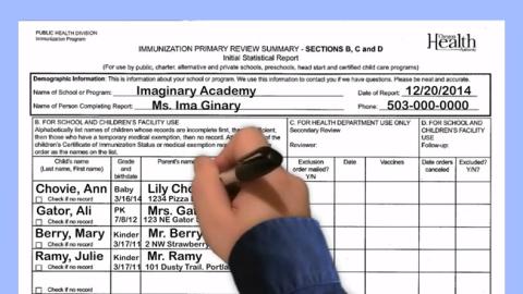 filling out the immunization primary review summary